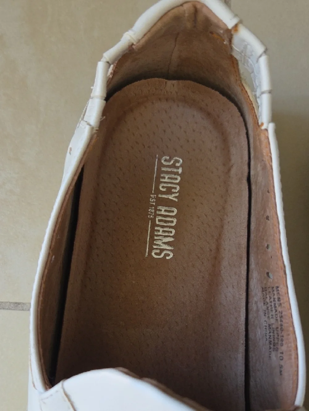 Stacy Adams White Woven Leather Slip-On Loafers